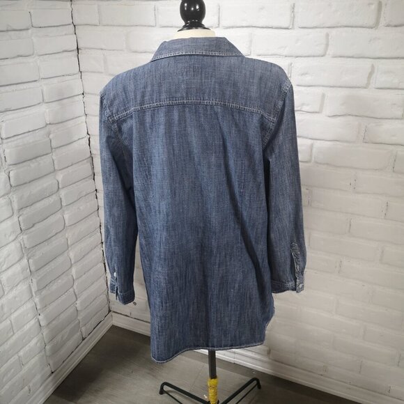 Chico's Ladies Size 3 (Approx. Large) Straight Fit Long Sleeves Jean Shirt - Picture 2 of 9